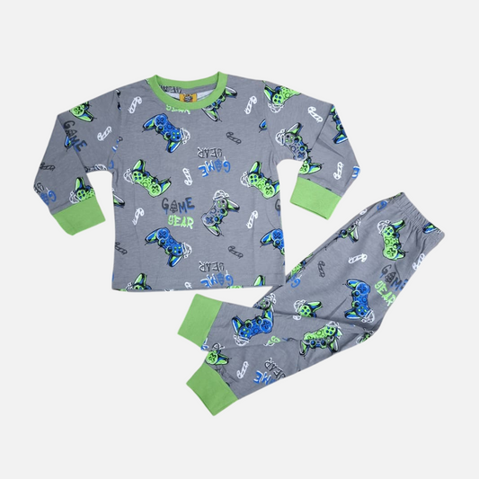 Kids Cotton Night Suit – Gamer Controller Print