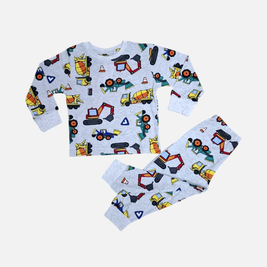 Kids Cotton Night Suit – Grey "Future Worldwide" Print