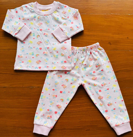 Baby & Toddler Nightwear Set - Pastel Alphabet Print